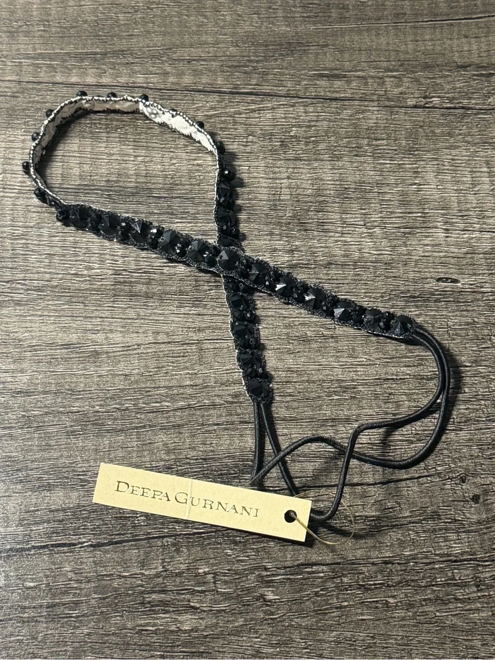 NWT Deepa Gurnani Embellished Headband & Hair Tie Set Beaded Crystal Boho